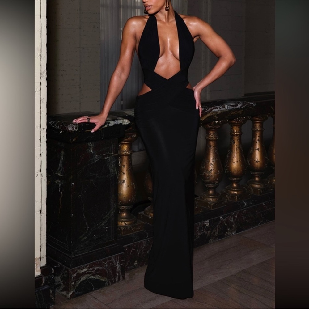 Elegant Black Halter Dress